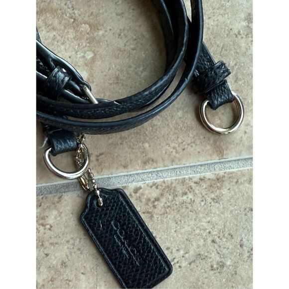 Coach Shoulder Strap With Black Pebbled Leather Key Fob Hanging Bag Tag - Picture 10 of 10
